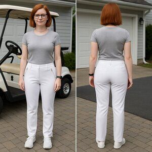 Slazenger Women’s Golf Pants Size 8 White Stretch Activewear Slit Hem Pockets